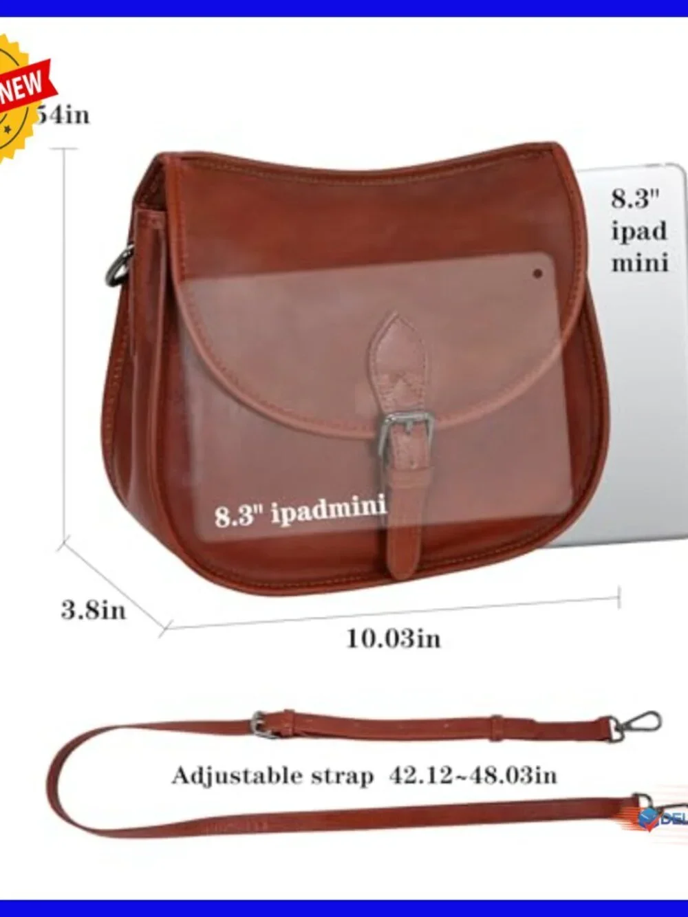 Leather Crossbody Satchel Purse with Adjustable Strap, Multiple Pockets